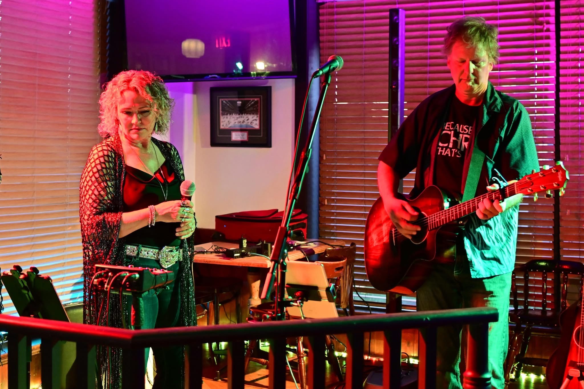Duo performing live music at Pitcher's